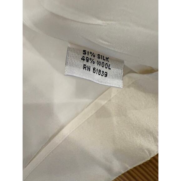 Teri Jon by Rickie Freeman Silk Wool Cropped 3/4 Sleeve Blazer 8 Wedding Ivory - Picture 3 of 6